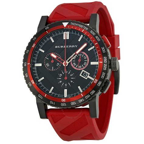 Burberry The City Red Rubber Chronograph Mens Watch BU9805